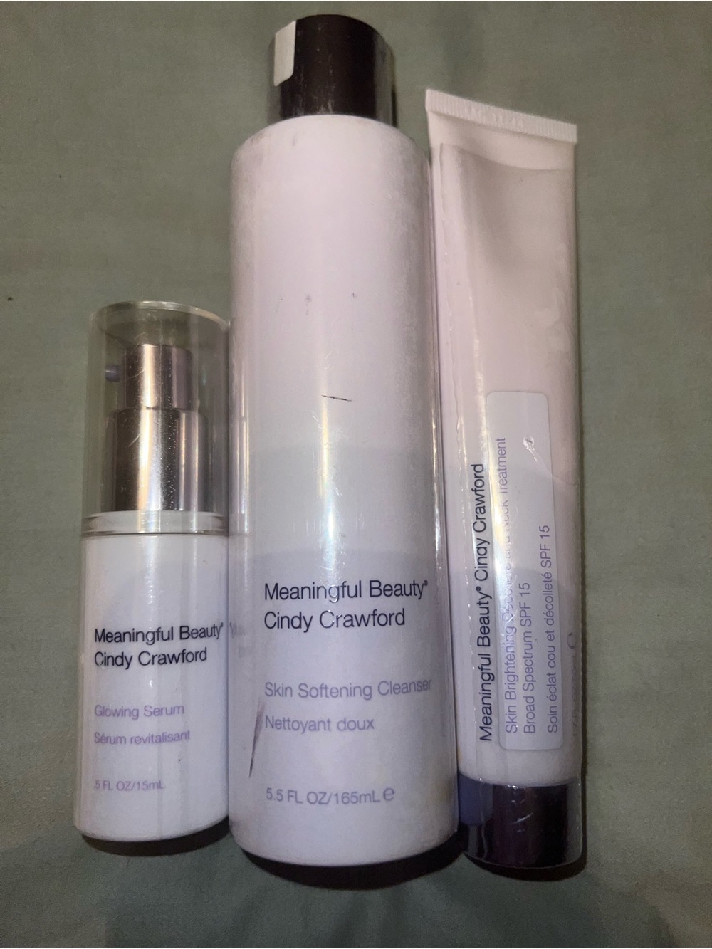 Meaningful Beauty Skincare Trio in White and Silver Accents